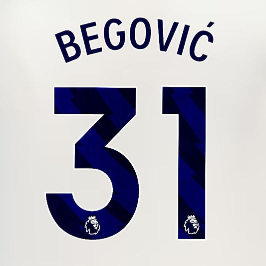 2024 2025 EVERTON BEGOVIC 31 OFFICIAL BLUE 3RD PLAYER SIZE NAMESET