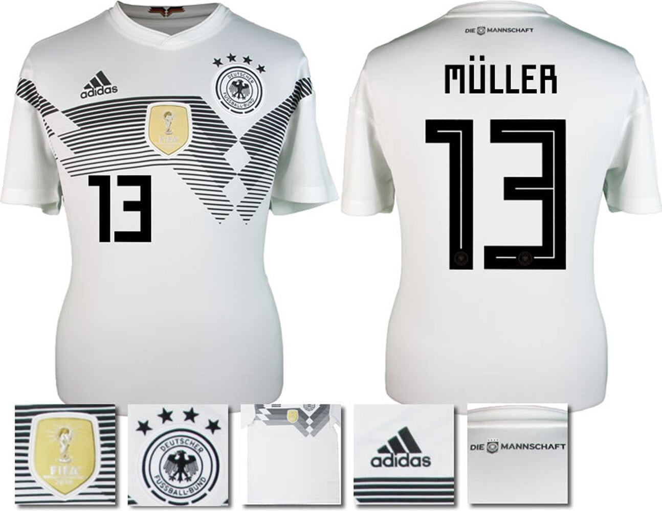 BRAND NEW ADIDAS GERMANY HOME 2018 WORLD CUP MULLER 13 SHIRT MEN'S SMALL