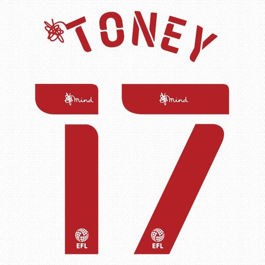 BRENTFORD 2020 2021 OFFICIAL TONEY 17 3RD PLAYER SIZE NAME SET
