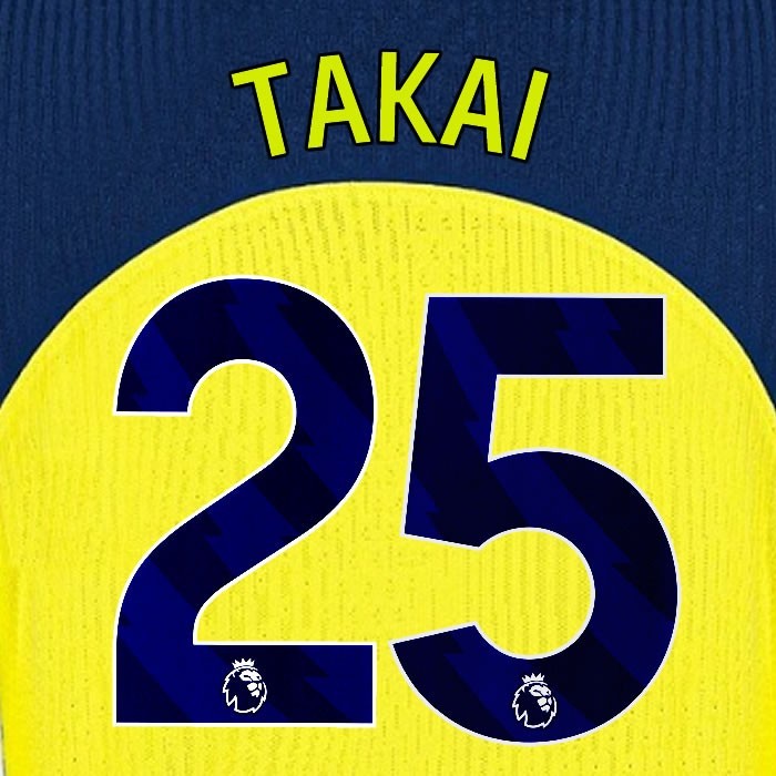 2025 2026 TOTTENHAM TAKAI 25 3RD PLAYER SIZE NAME SET