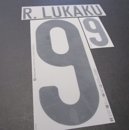 BELGIUM 2020 2021 OFFICIAL R. LUKAKU 9 AWAY BLACK PLAYER SIZE NAMESET