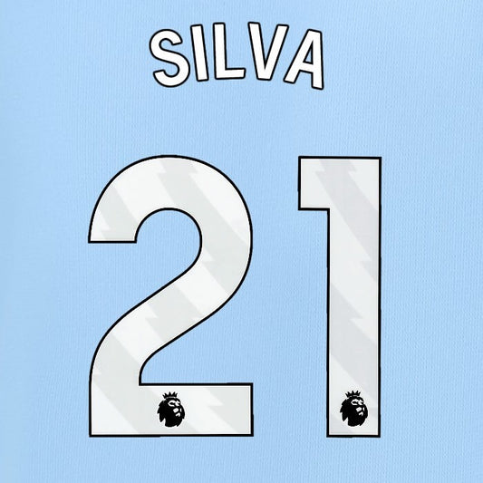 2024 2025 MANCHESTER CITY SILVA 21 WHITE HOME PLAYER SIZE NAME SET