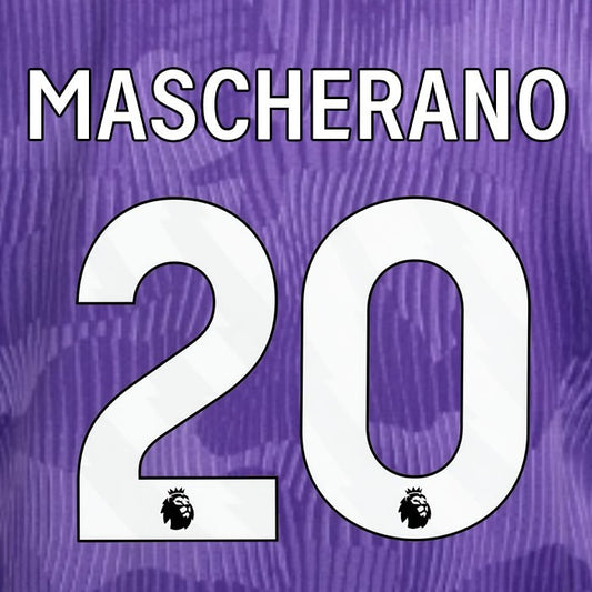 2023 2024 OFFICIAL LIVERPOOL MASCHERANO 20 WHITE 3RD PLAYER SIZE NAMESET