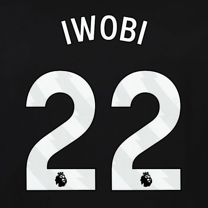 2023 2024 OFFICIAL FULHAM AVERY DENNISON IWOBI 22 3RD PLAYER SIZE NAMESET
