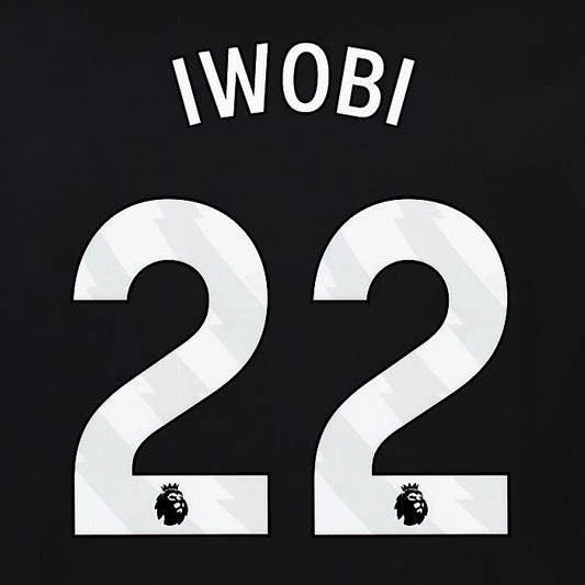 2023 2024 OFFICIAL FULHAM AVERY DENNISON IWOBI 22 3RD PLAYER SIZE NAMESET