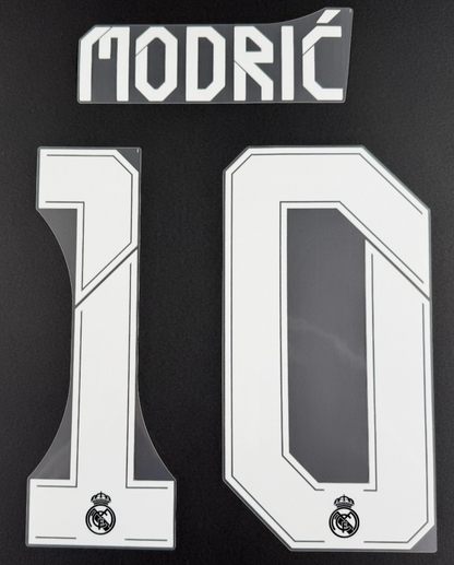 2021 2022 REAL MADRID MODRIC' 10 WHITE AWAY 3RD PLAYER SIZE NAMESET 260MM