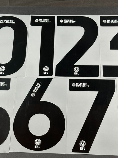 2025 2026 OFFICIAL EFL FOOTBALL LEAGUE BLACK PLAYER SIZE SHIRT NUMBERS