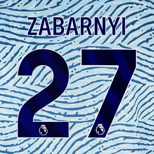 2023 2024 BOURNEMOUTH ZABARNYI 27 BLUE AWAY PLAYER SIZE NAME SET