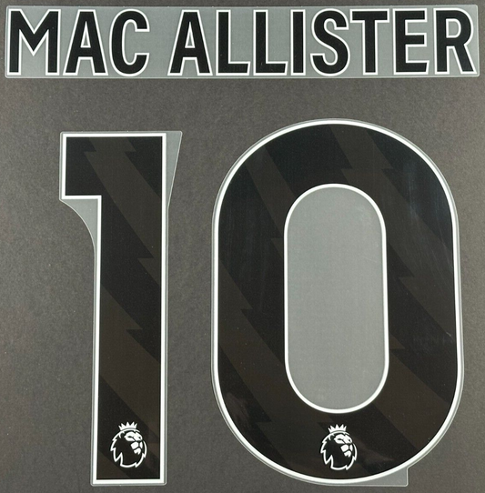 LIVERPOOL 2023/24 MAC ALLISTER 10 OFFICIAL AVERY DENNISON BLACK PLAYER SIZE SET
