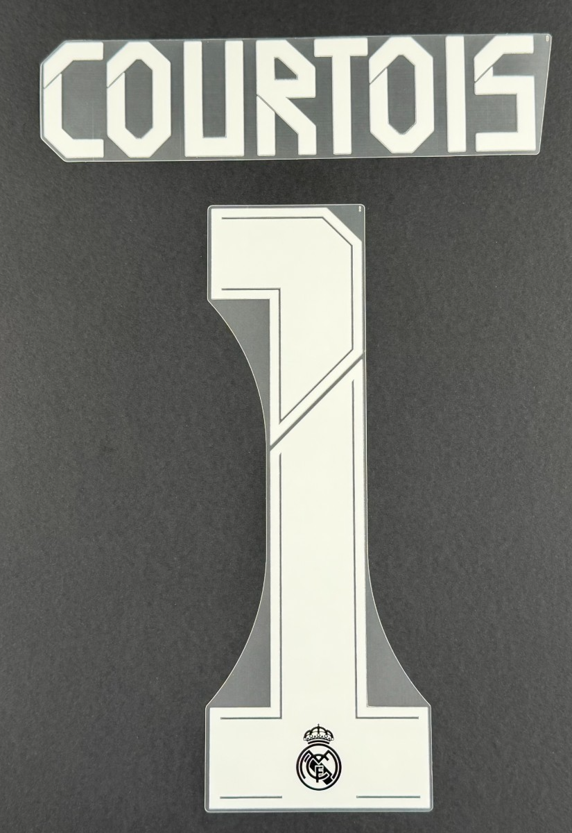 2021 2022 REAL MADRID COURTOIS 1 WHITE AWAY 3RD PLAYER SIZE NAMESET 260MM