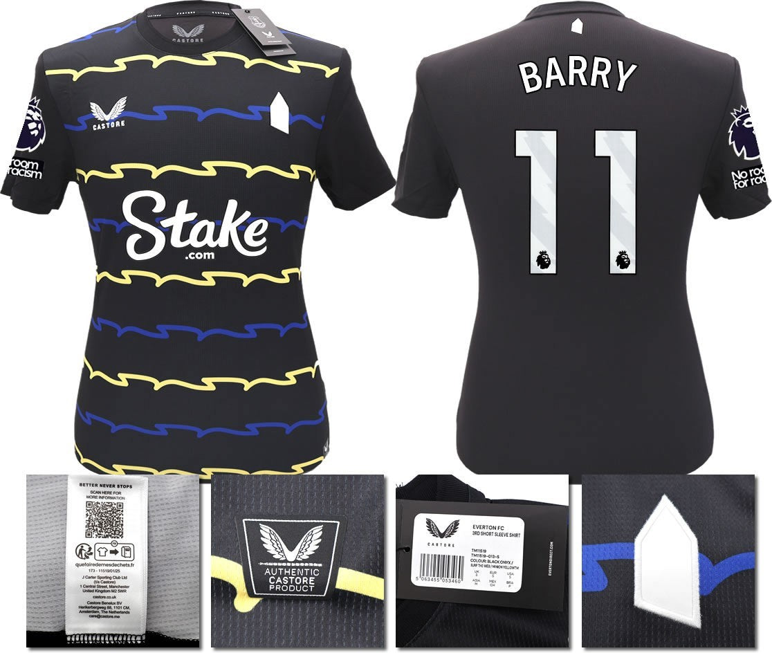 BNWT 2025/2026 EVERTON F.C. CASTORE 3RD SHIRT BARRY 11 + PATCHES