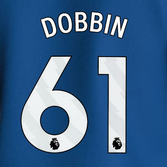 2023 2024 EVERTON DOBBIN 61 OFFICIAL WHITE HOME PLAYER SIZE NAMESET