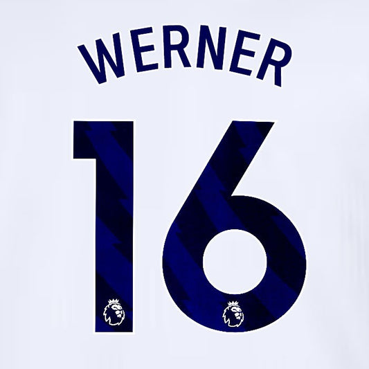 2024 2025 TOTTENHAM WERNER 16 BLUE HOME PLAYER SIZE NAME SET