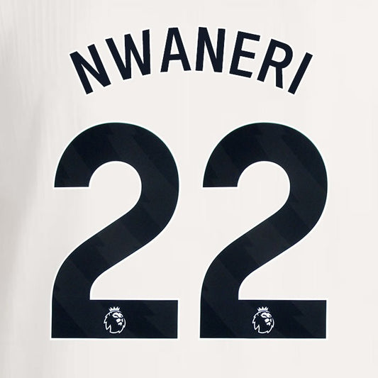 2025 2026 ARSENAL NWANERI 22 BLACK 3RD OFFICIAL PLAYER SIZE NAMESET