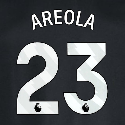 2024 2025 WEST HAM AREOLA 23 OFFICIAL WHITE AWAY PLAYER SIZE NAMESET
