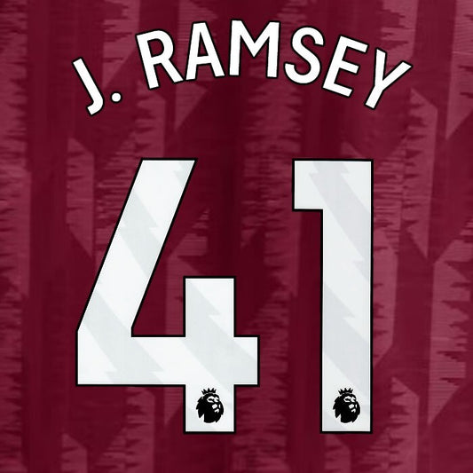 2023 2024 ASTON VILLA J. RAMSEY 41 OFFICIAL WHITE HOME PLAYER SIZE NAMESET