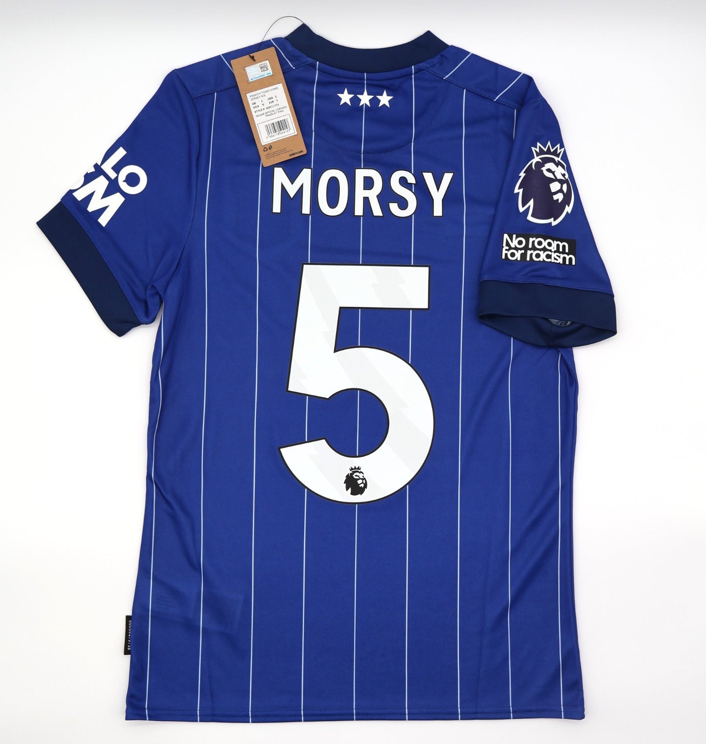 BNWT 2024 2025 IPSWICH TOWN UMBRO HOME SHIRT MORSEY 5 + PATCHES MEN'S SMALL