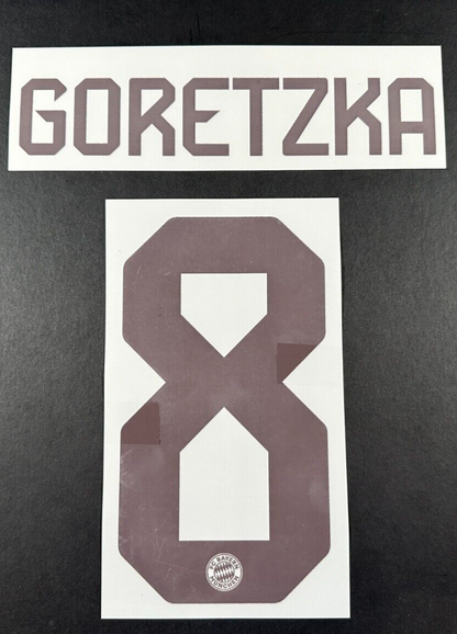 2024 2025 OFFICIAL BAYERN MUNICH GORETZKA 8 HOME DARK RED PLAYER SIZE NAMESET