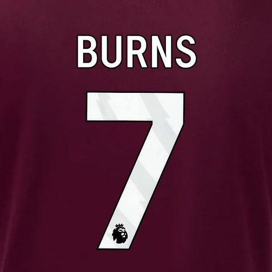 2024 2025 OFFICIAL IPSWICH TOWN BURNS 7 WHITE AWAY PLAYER SIZE NAME SET