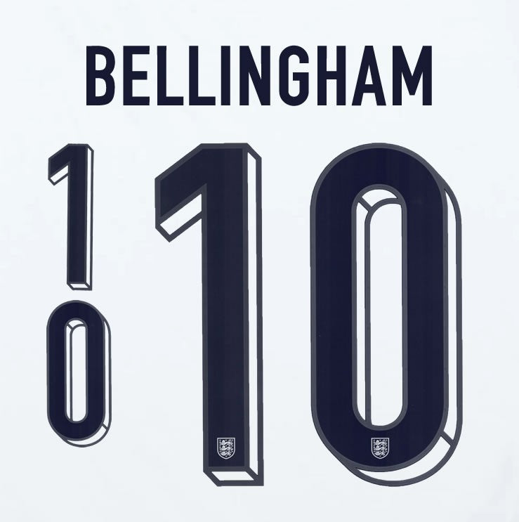 2024 2025 OFFICIAL ENGLAND BELLINGHAM 10 HOME PLAYER SIZE NAME SET