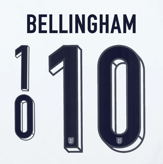2024 2025 OFFICIAL ENGLAND BELLINGHAM 10 HOME PLAYER SIZE NAME SET