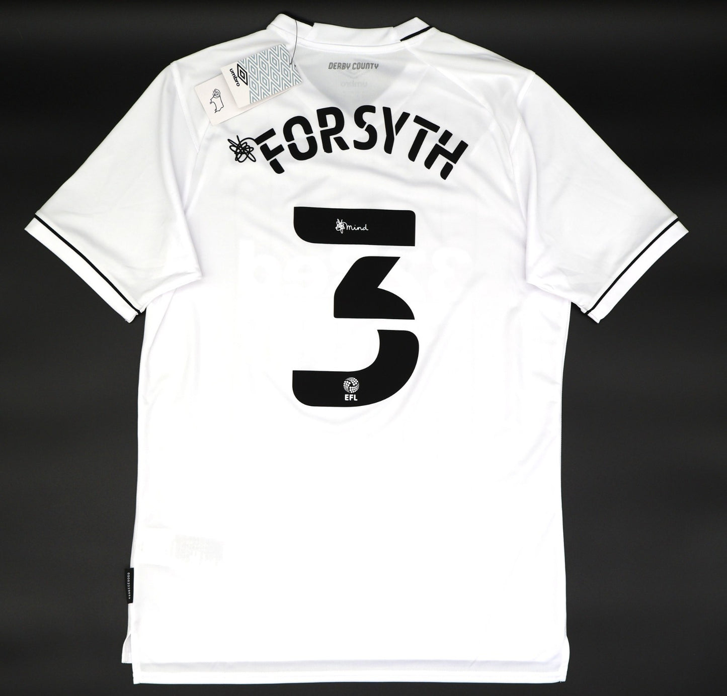 BNWT 2020 2021 DERBY HOME UMBRO FOOTBALL SHIRT FORSYTH 3 MEN'S MEDIUM