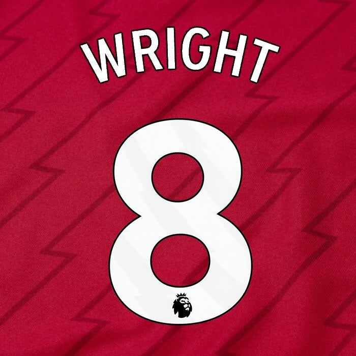 ARSENAL 2023/24 WRIGHT 8 OFFICIAL AVERY DENNISON WHITE PLAYER SIZE NAME SET