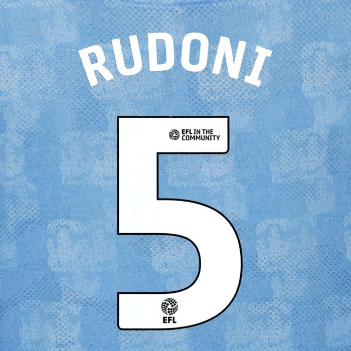 25 26 COVENTRY CITY RUDONI 5 OFFICIAL WHITE HOME PLAYER SIZE NAME SET 230MM