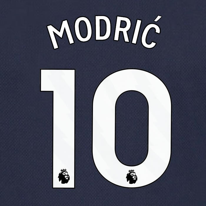 SPURS 2023 2024 MODRIC 10 AVERY DENNISON WHITE AWAY PLAYER SIZE NAME SET