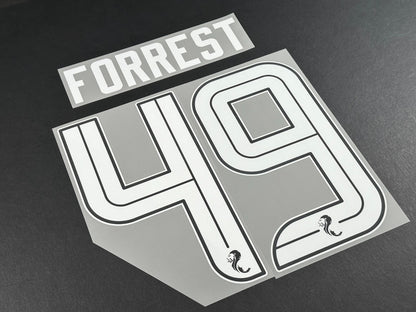 CELTIC 2024 2025 OFFICIAL SPORTING ID FORREST 49 AWAY WHITE PLAYER NAMESET