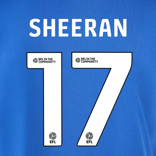 25 26  IPSWITCH TOWN SHEERAN 17 OFFICIAL WHITE HOME PLAYER SIZE NAME SET 230MM