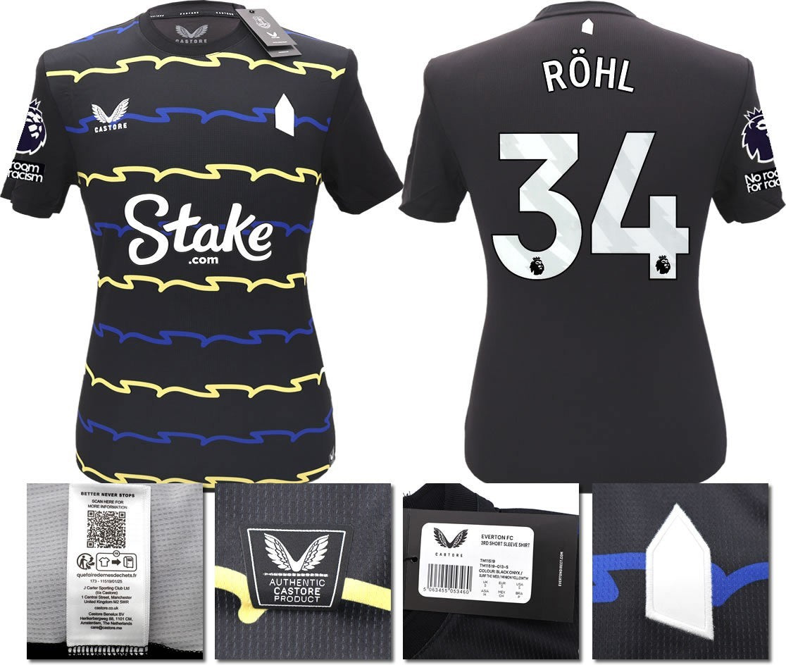 BNWT 2025/2026 EVERTON F.C. CASTORE 3RD SHIRT ROHL 34