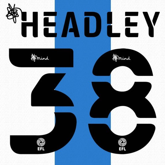 HUDDERSFIELD 2020 2021 OFFICIAL HEADLEY 38 HOME PLAYER SIZE NAME SET