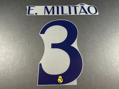 2023 2024 AVERY DENNISON REAL MADRID E. MILITAO 3 HOME PLAYER SIZE NAMESET
