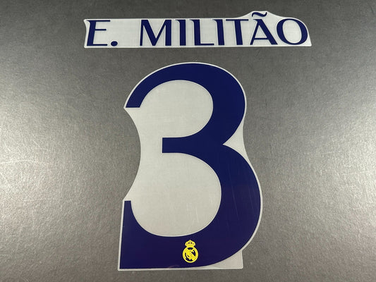 2023 2024 AVERY DENNISON REAL MADRID E. MILITAO 3 HOME PLAYER SIZE NAMESET