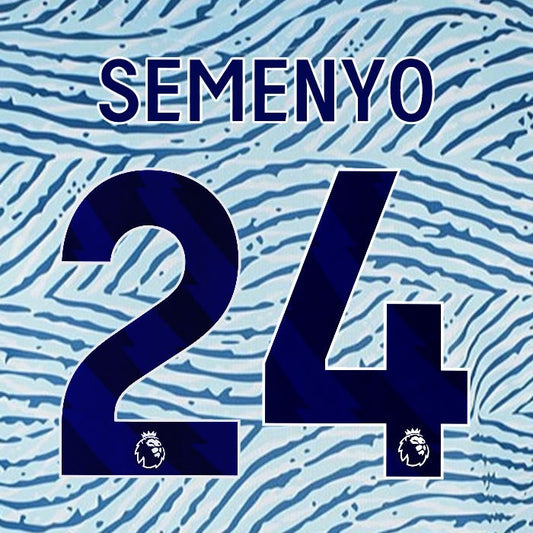 2023 2024 BOURNEMOUTH SEMENYO 24 BLUE AWAY PLAYER SIZE NAME SET
