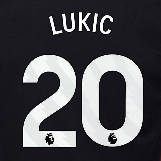 2024 2025 OFFICIAL FULHAM LUKIC 20 WHITE AWAY PLAYER SIZE NAMESET