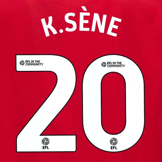 25 26 MIDDLESBROUGH K. SENE 20 OFFICIAL WHITE HOME PLAYER SIZE NAME SET 230MM