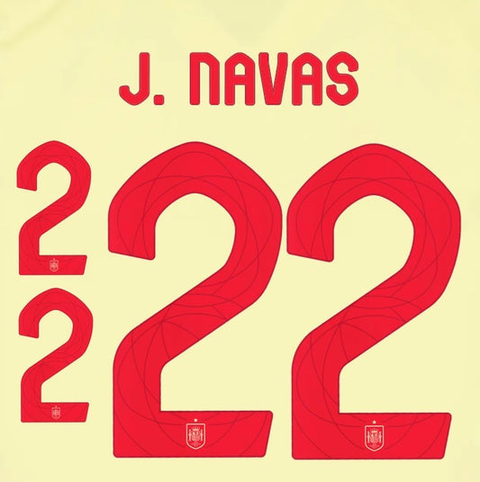 2024 2025 OFFICIAL SPAIN J. NAVAS 22 AWAY PLAYER SIZE NAMESET