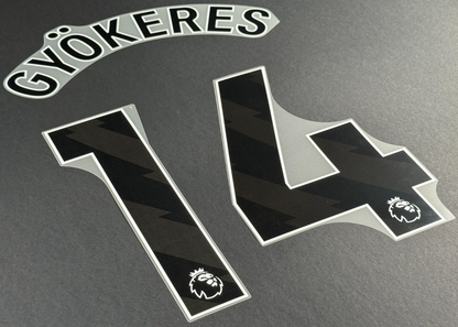 ARSENAL 25/26 GYOKERES 14 OFFICIAL AVERY DENNISON BLACK PLAYER SIZE NAME SET
