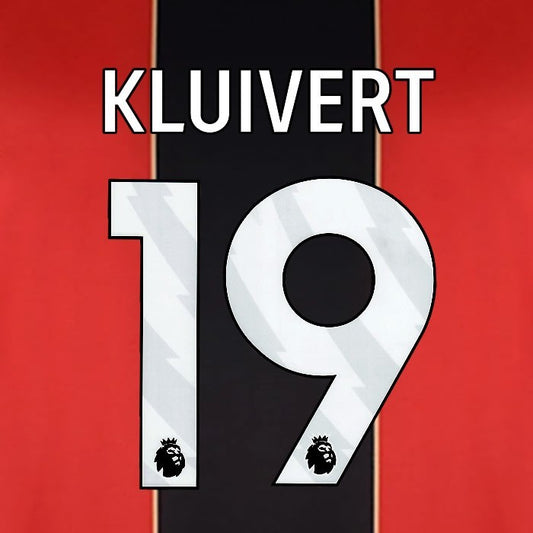 2024 2025 BOURNEMOUTH KLUIVERT 19 WHITE HOME PLAYER SIZE NAME SET