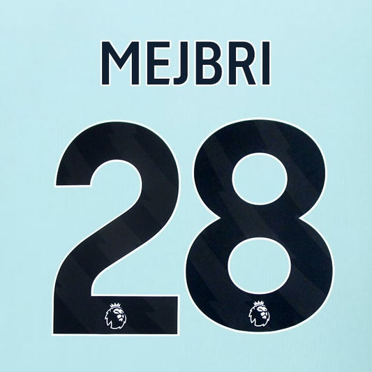 2025 2026 BURNLEY MEJBRI 28 OFFICIAL BLACK AWAY PLAYER SIZE NAMESET