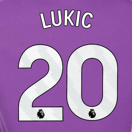 2024 2025 OFFICIAL FULHAM LUKIC 20 WHITE 3RD PLAYER SIZE NAMESET