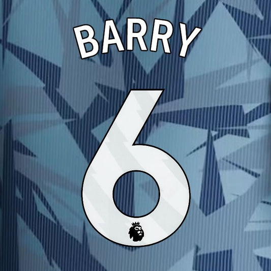2023 2024 ASTON VILLA ALEX BARRY 6 OFFICIAL WHITE 3RD PLAYER SIZE NAMESET