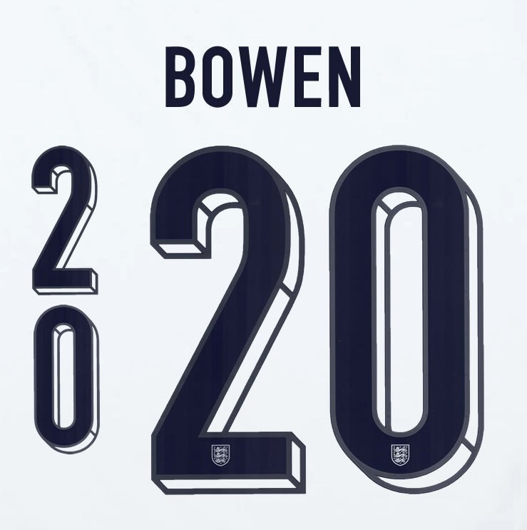 2024 2025 OFFICIAL ENGLAND BOWEN 20 HOME PLAYER SIZE NAME SET