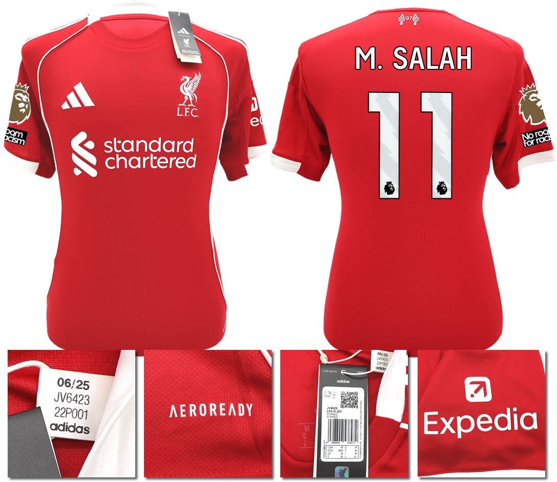 BNWT 2025 2026 LIVERPOOL ADIDAS HOME SHIRT M. SALAH 11 + PACTHES MEN'S