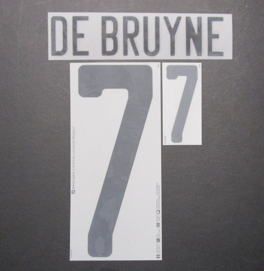 BELGIUM 2020 2021 OFFICIAL DE BRUYNE 7 AWAY BLACK PLAYER SIZE NAMESET