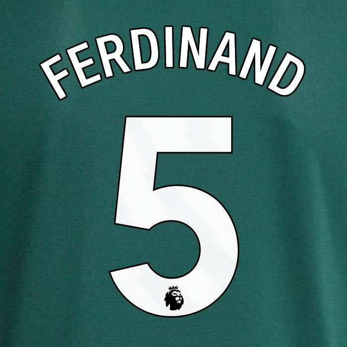 MAN UTD 2023 2024 FERDINAND 5 OFFICIAL AVERY DENNISON WHITE PLAYER SIZE NAME SET