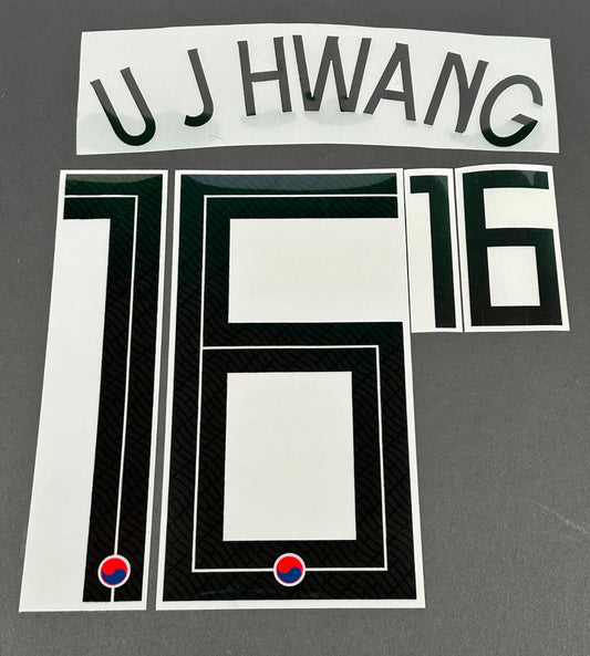 SOUTH KOREA 2020 2021 OFFICIAL SPORTING ID U J HWANG 16 HOME PLAYER SIZE NAMESET
