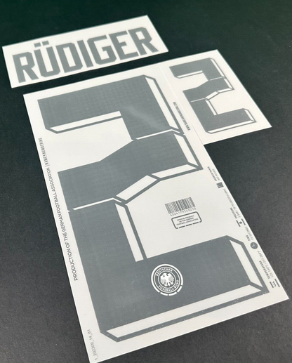 GERMANY 2024-2025 OFFICIAL NAME & NUMBERING RUDIGER 2 HOME PLAYER SIZE NAMESET